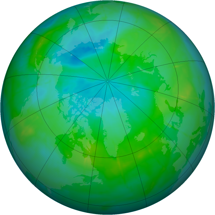 Arctic ozone map for 15 August 2009